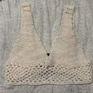 Elegant Cream Crochet Crop Top